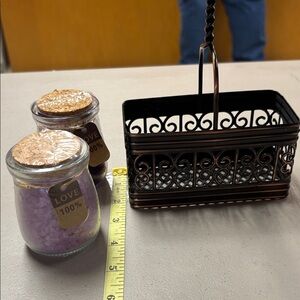 Black Metal Bath Caddy with Handle